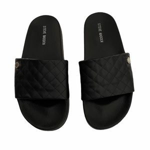Steve Madden  Black Quilted Slide Sandals 8